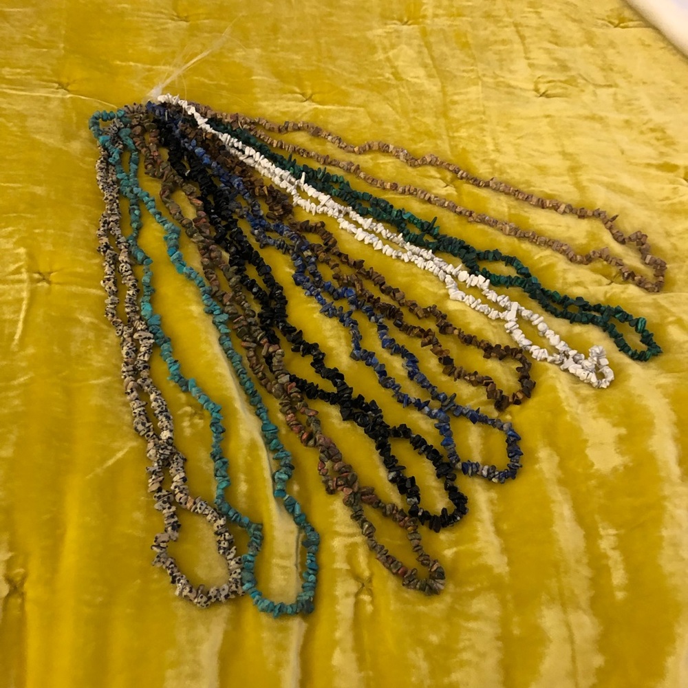 Set of 19 Unfinished Gemstone Strand Necklaces